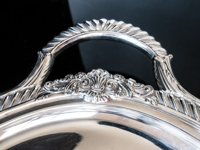 Large Silver Plate Serving Tray Gorham Shell And Gadroon Y1107