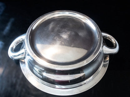 Large Silver Soldered Serving Bowl Serving Dish Circa 1940