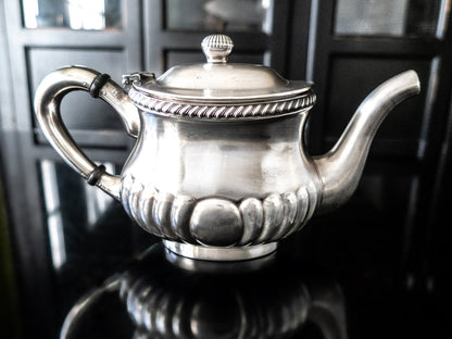 Large Silver Soldered US Navy Teapot Wardroom Officer's Mess Usn With Fouled Anchor Hotel Military RR Silver