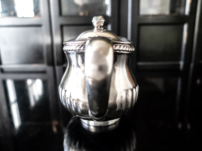 Large Silver Soldered US Navy Teapot Wardroom Officer's Mess Usn With Fouled Anchor Hotel Military RR Silver