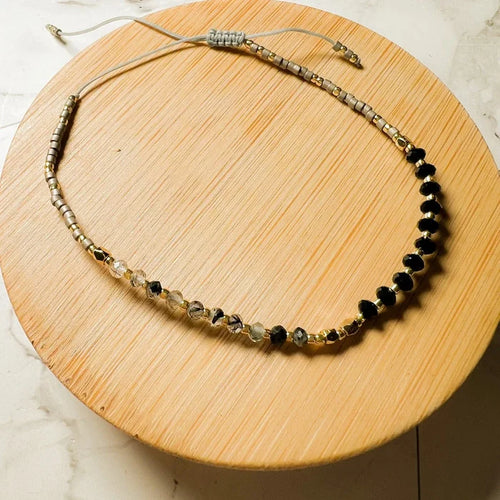 Lulu Gemstone and Seed Beaded Bracelet in Black Spinel/Rutilated Quartz Lulu Gemstone and Seed Beaded Bracelet in Black Spinel/Rutilated Quartz Bracelet