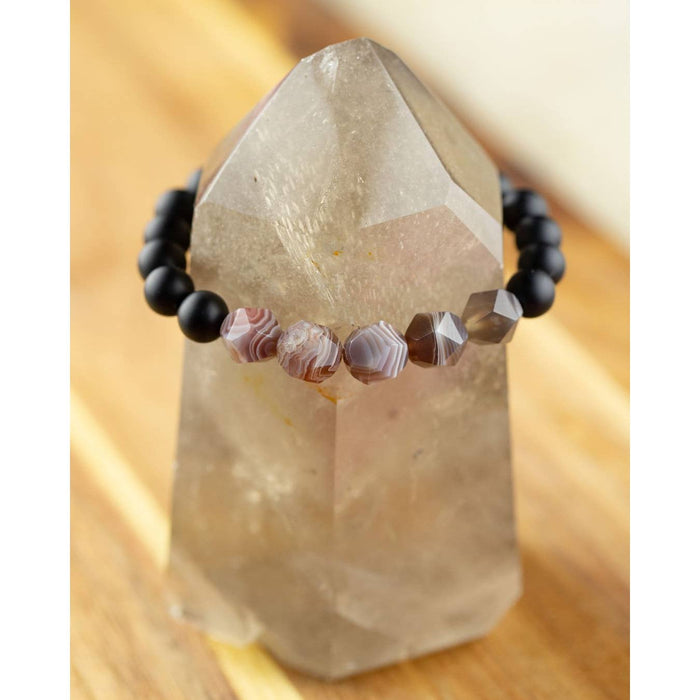Men's Botswana Agate Stretch Bracelet - You are My Hero Men's Gemstone Stretch Bracelet | You Are My Hero | Father's Day Gift | The Red Owl Bracelet