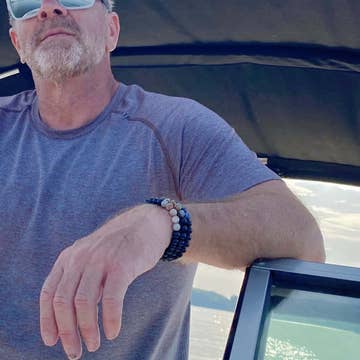 Men's Rhyolite Gemstone Bracelet - Fatherhood Men's Rhyolite Bracelet for Fatherhood | Father's Day Gemstone Gift | The Red Owl Men's Jewelry