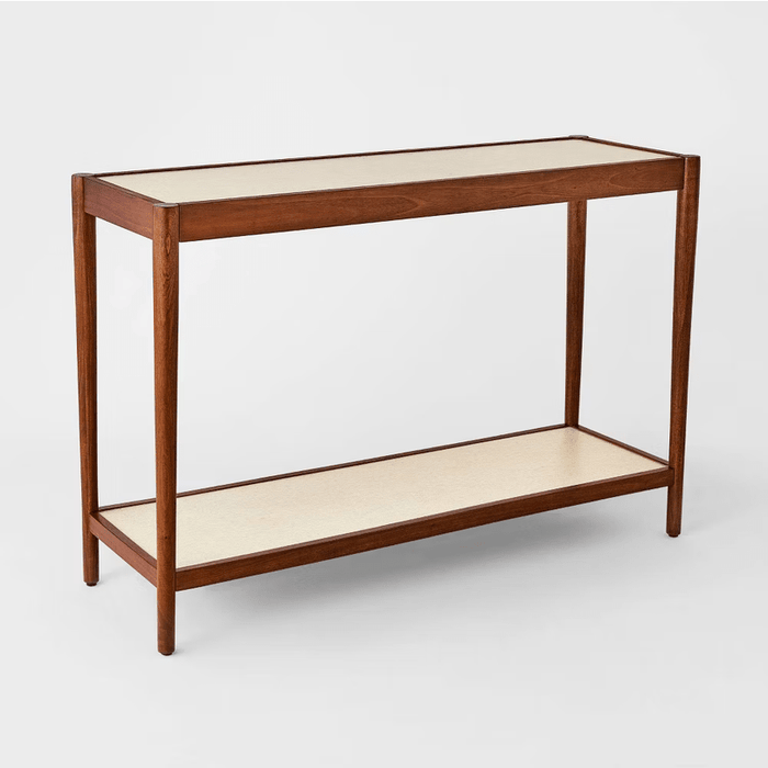 Natural Linen Console Table with Shelf Mahogany - Brown - Wichita Home Outlet