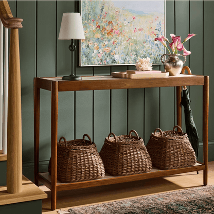 Natural Linen Console Table with Shelf Mahogany - Brown - Wichita Home Outlet