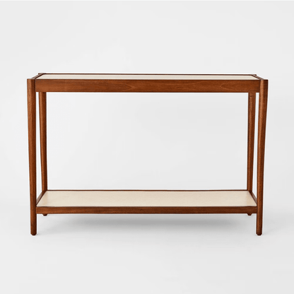 Natural Linen Console Table with Shelf Mahogany - Brown - Wichita Home Outlet