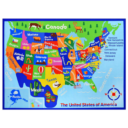 Orion 1119Area Rug - 5' x 7' - USA Map - Wichita Home Outlet