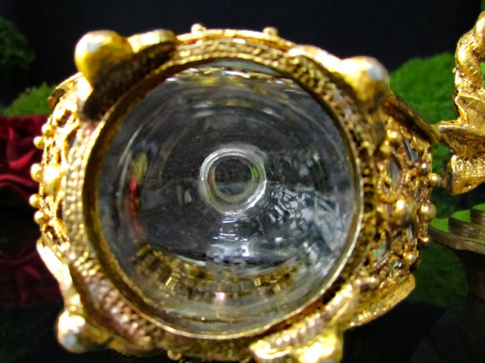Ormolu Perfume Filigree Bottle 24 Kt Gold Gilt Hollywood Regency Art Nouveau