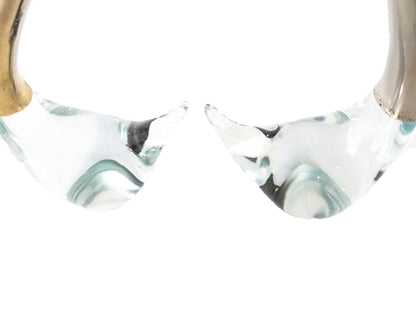 Pair Brass And Murano Glass Swan Sculptures