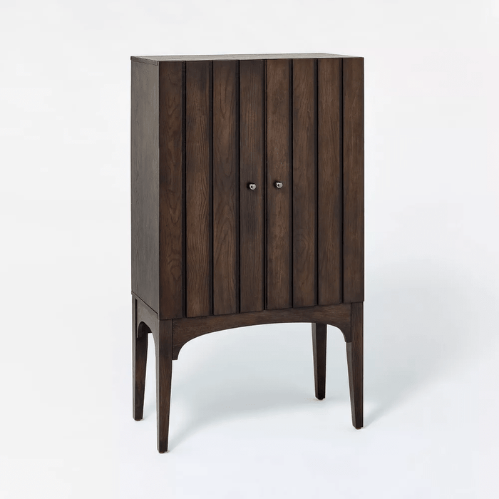 Palma Arched 2 Door Fluted Cabinet with Panel Doors - Dark Brown - Wichita Home Outlet