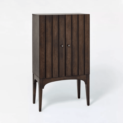 Palma Arched 2 Door Fluted Cabinet with Panel Doors - Dark Brown - Wichita Home Outlet