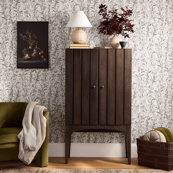 Palma Arched 2 Door Fluted Cabinet with Panel Doors - Dark Brown - Wichita Home Outlet