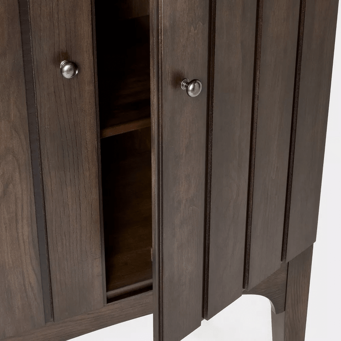 Palma Arched 2 Door Fluted Cabinet with Panel Doors - Dark Brown - Wichita Home Outlet