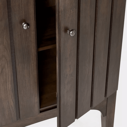 Palma Arched 2 Door Fluted Cabinet with Panel Doors - Dark Brown - Wichita Home Outlet