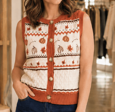 Pumpkin Patch Fair Isle Sweater Vest Pumpkin Patch Fair Isle Sweater Vest Tops