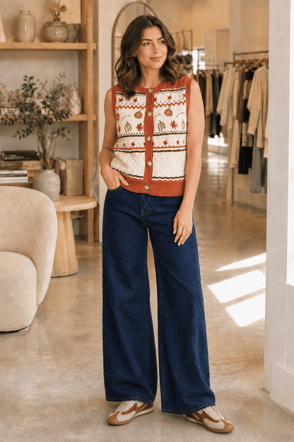 Pumpkin Patch Fair Isle Sweater Vest Pumpkin Patch Fair Isle Sweater Vest Tops