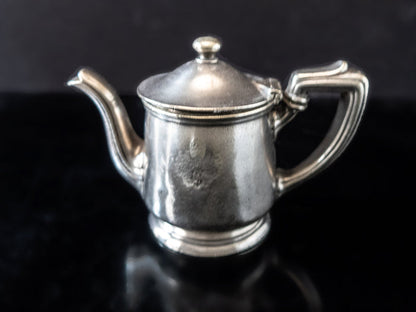 Rare Silver Soldered Teapot Schaber Cafeteria Los Angeles 1928 Opening Year Hotel Military RR Silver