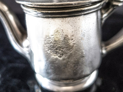 Rare Silver Soldered Teapot Schaber Cafeteria Los Angeles 1928 Opening Year Hotel Military RR Silver