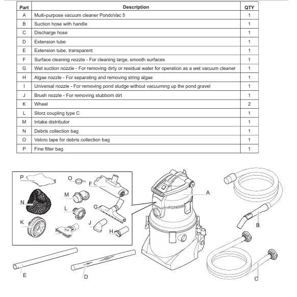 Replacement Parts for Atlantic® Oase PondoVac 5 Pond Vacuum