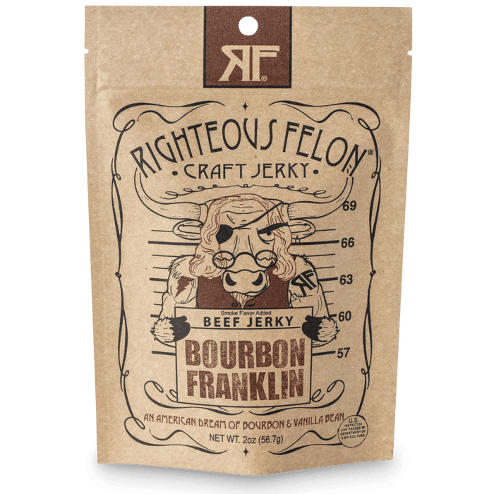 Righteous Felon Bourbon Franklin Beef Jerky 2oz - Wichita Home Outlet