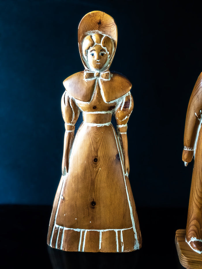 Sarreid Ltd Pair Wooden Folk Art Sculptures Man And Woman Made In Spain Tall 23"