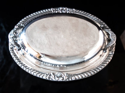 Silver Plate Covered Vegetable Dish With Divided Glass Insert By Poole Silver And Silverplate