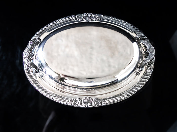 Silver Plate Covered Vegetable Dish With Divided Glass Insert By Poole Silver And Silverplate