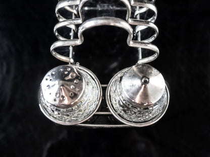Silver Plate Cut Crystal Glass Toast Condiment Caddy Rack Stand Set England Silver And Silverplate