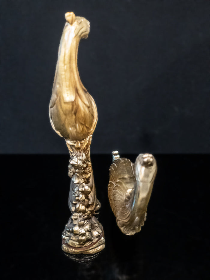 Syroco Gold Peacock Pair Statues MCM Hollywood Regency