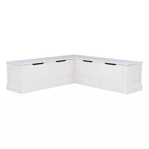 Tobin Traditional Backless Storage Corner Bench - White - Wichita Home Outlet