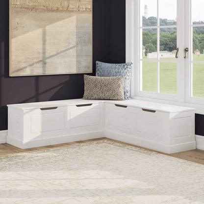 Tobin Traditional Backless Storage Corner Bench - White - Wichita Home Outlet