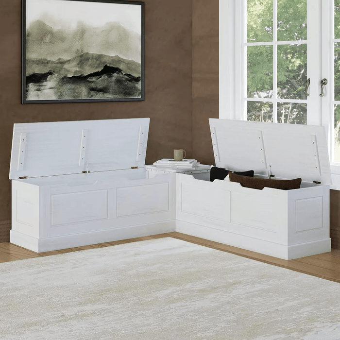 Tobin Traditional Backless Storage Corner Bench - White - Wichita Home Outlet