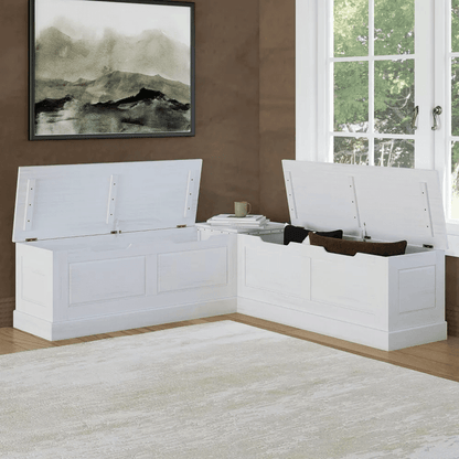 Tobin Traditional Backless Storage Corner Bench - White - Wichita Home Outlet