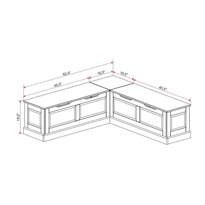 Tobin Traditional Backless Storage Corner Bench - White - Wichita Home Outlet