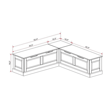 Tobin Traditional Backless Storage Corner Bench - White - Wichita Home Outlet