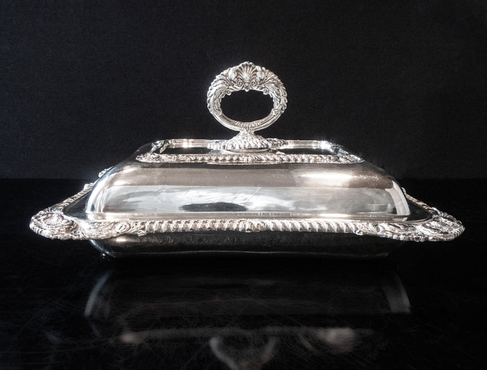 Victorian Silver Plate Covered Dish Ornate Made In England