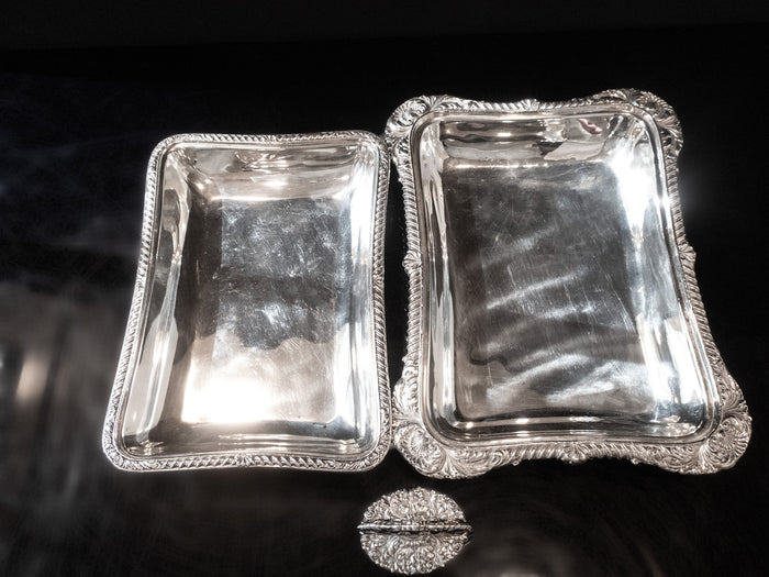 Victorian Silver Plate Covered Dish Ornate Made In England