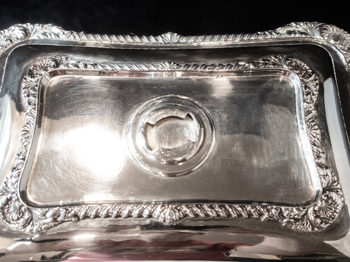 Victorian Silver Plate Covered Dish Ornate Made In England