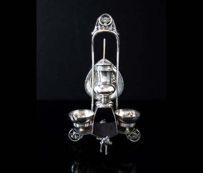 Victorian Silver Plate Egg Cup Condiment Caddy Figural Foxes Rare Silver And Silverplate