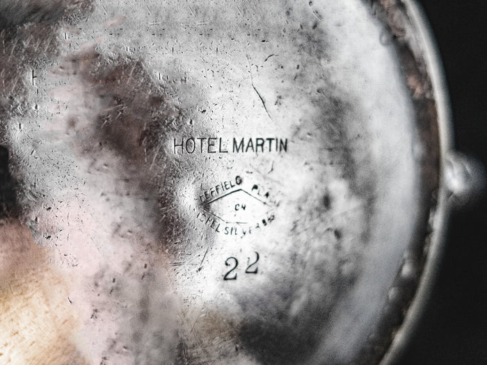 Vintage Antique Hotel Martin Teapot Sheffield Plate On Nickel Silver Hotel Military RR Silver