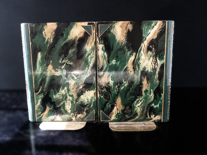 Vintage Antique Style Book Stack Book Ends With Brass Bookends