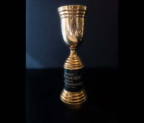 Vintage Art Deco Brass And Black Trophy 1943 Radio Contest Sing With Your Favorite Band Art and Collectibles