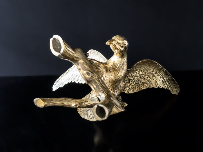 Vintage Brass Eagle On Branch Sculpture Statue Large 20"