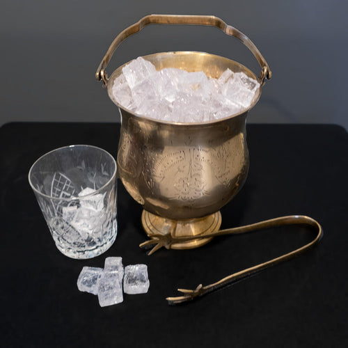 Vintage Brass Ice Bucket With Ice Tongs And Drain
