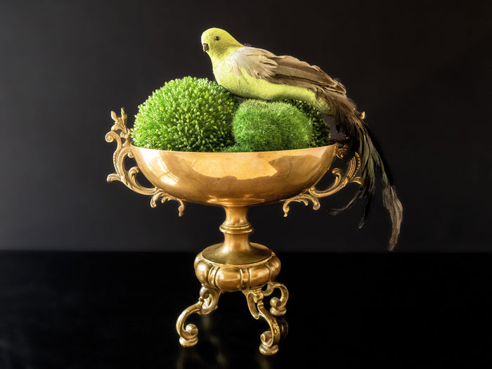 Vintage Brass Pedestal Bowl Centerpiece