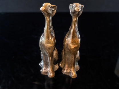 Vintage Bronze Greyhound Dog Statue Pair Andrea By Sadek