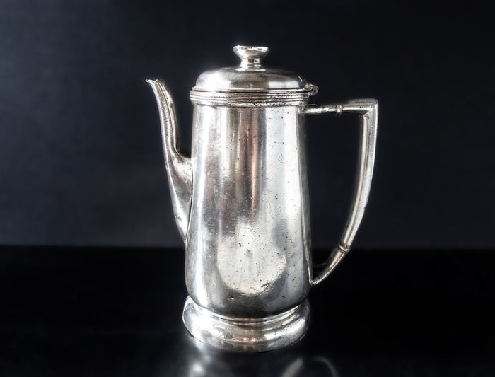 Vintage Large Hilton Hotel Silver Soldered Teapot 1960 Large 54 oz Hotel Military RR Silver