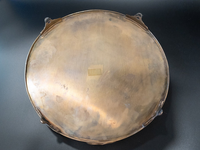 Vintage Round Brass Serving Tray Filigree With Handles And Feet Trays