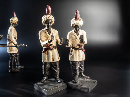 Vintage Set Blackamoor Sculpture Statues Bookends Basket Statues
