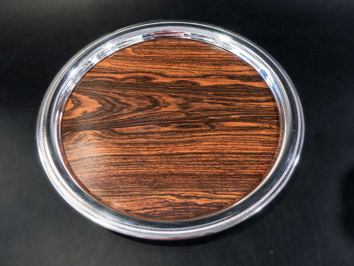 Vintage Silver Plate And Formica Round Serving Tray BarTray Trays